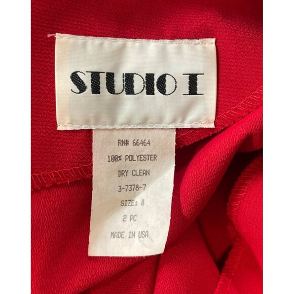 Studio I Women SIze 8 Red & Blue Sleeveless Dress Suit Jacket Set Nautical - Picture 14 of 15